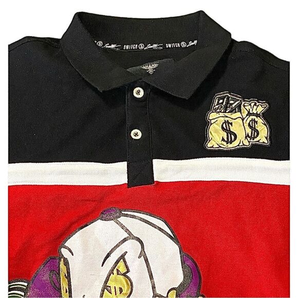 Switch Remarkable Mens XL Polo Shirt Donald Duck Money Graphic Multicolor Cotton - Picture 2 of 6